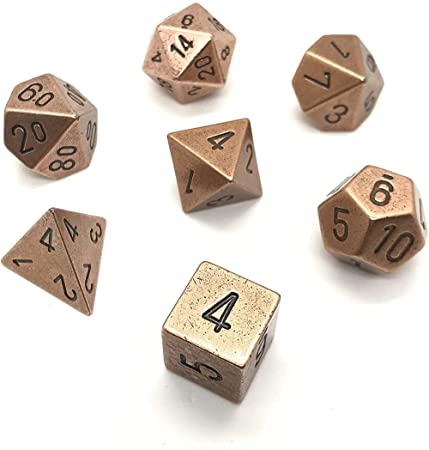 CHX27024 Metal Copper 7 Dice | GrognardGamesBatavia