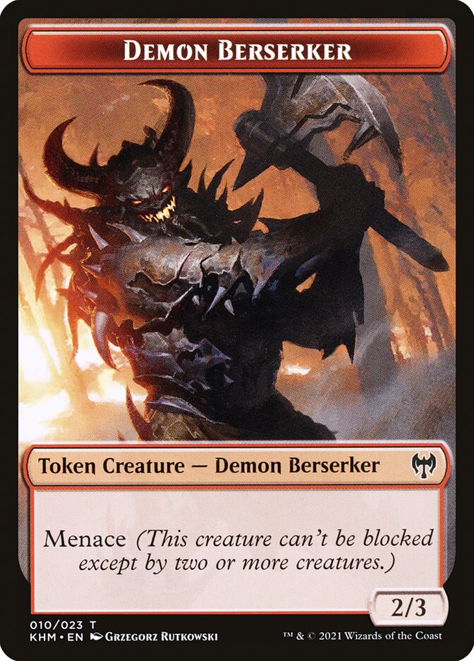 Treasure // Demon Berserker Double-Sided Token [Kaldheim Tokens] | GrognardGamesBatavia