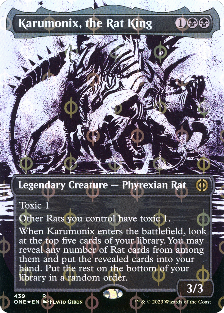 Karumonix, the Rat King (Borderless Ichor Step-and-Compleat Foil) [Phyrexia: All Will Be One] | GrognardGamesBatavia