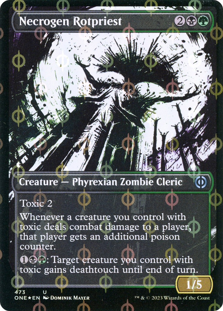 Necrogen Rotpriest (Borderless Ichor Step-and-Compleat Foil) [Phyrexia: All Will Be One] | GrognardGamesBatavia