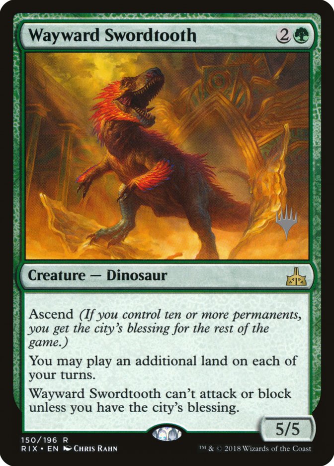 Wayward Swordtooth (Promo Pack) [Rivals of Ixalan Promos] | GrognardGamesBatavia