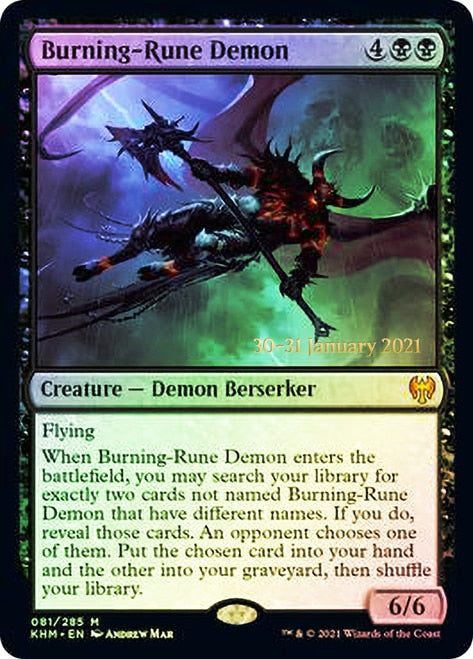 Burning-Rune Demon [Kaldheim Prerelease Promos] | GrognardGamesBatavia