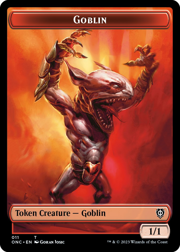 Rebel // Goblin Double-Sided Token [Phyrexia: All Will Be One Commander Tokens] | GrognardGamesBatavia