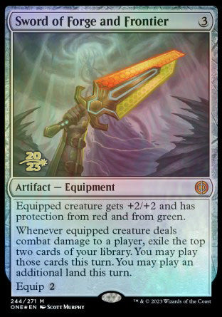 Sword of Forge and Frontier [Phyrexia: All Will Be One Prerelease Promos] | GrognardGamesBatavia