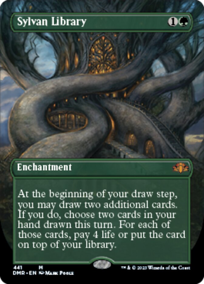 Sylvan Library (Borderless Alternate Art) [Dominaria Remastered] | GrognardGamesBatavia