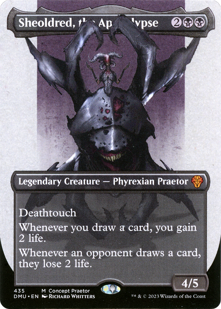 Sheoldred, the Apocalypse (Borderless Concept Praetors) [Phyrexia: All Will Be One] | GrognardGamesBatavia