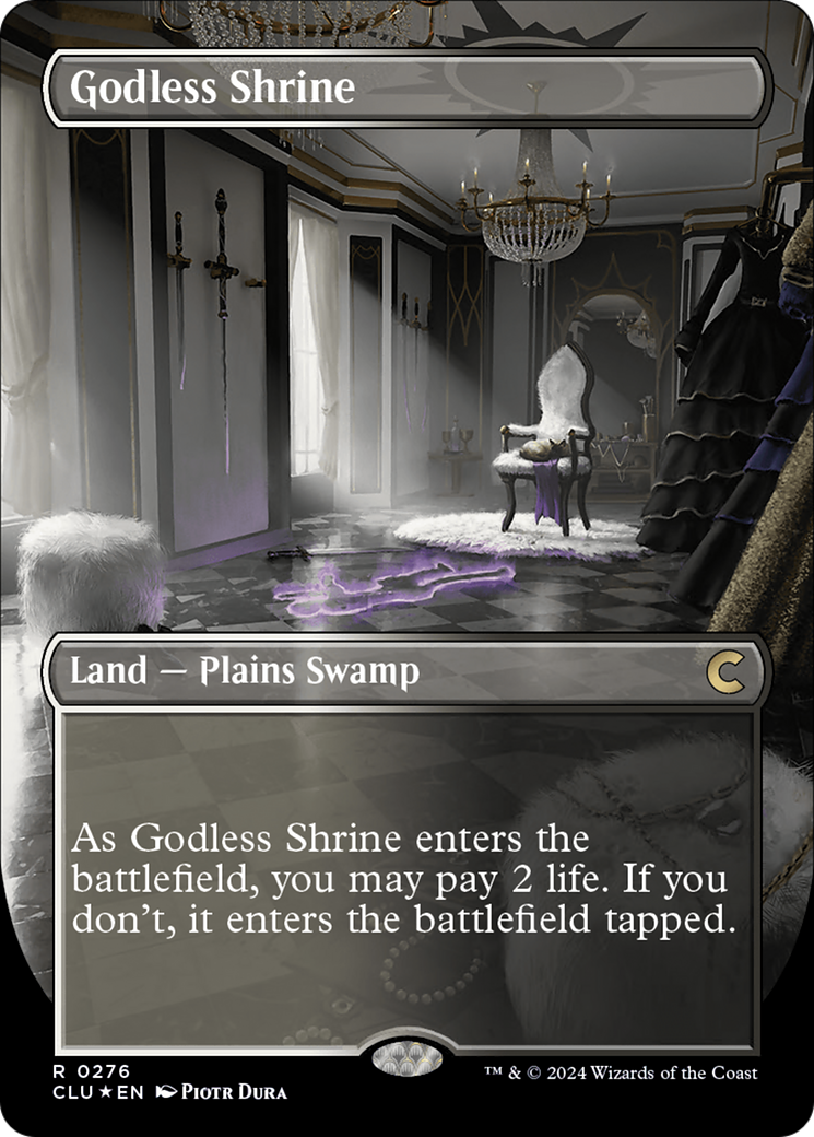 Godless Shrine (Borderless) [Ravnica: Clue Edition] | GrognardGamesBatavia