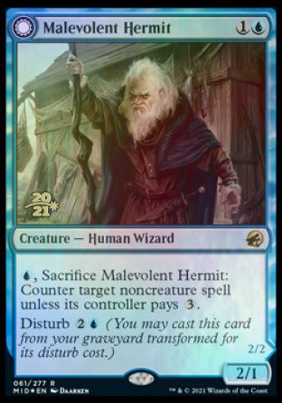 Malevolent Hermit // Benevolent Geist [Innistrad: Midnight Hunt Prerelease Promos] | GrognardGamesBatavia