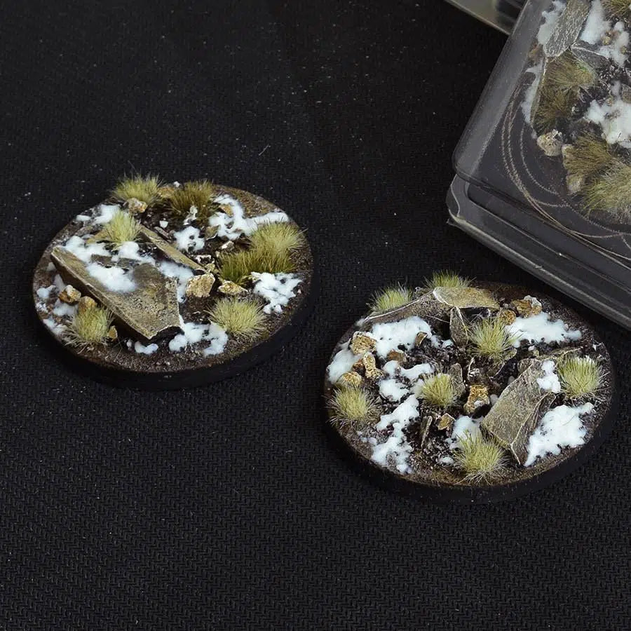 Gamers Grass Battle Ready Bases Winter 60mm Round | GrognardGamesBatavia