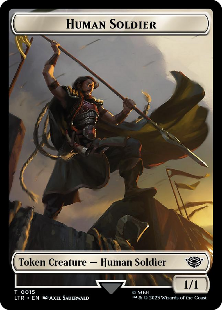 Human Soldier (0015) // Food (0024) Double-Sided Token (Surge Foil) [The Lord of the Rings: Tales of Middle-Earth Tokens] | GrognardGamesBatavia