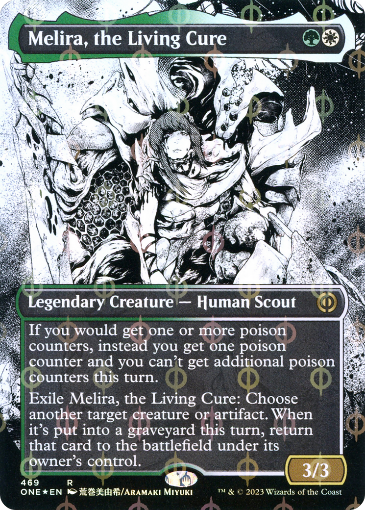 Melira, the Living Cure (Borderless Manga Step-and-Compleat Foil) [Phyrexia: All Will Be One] | GrognardGamesBatavia