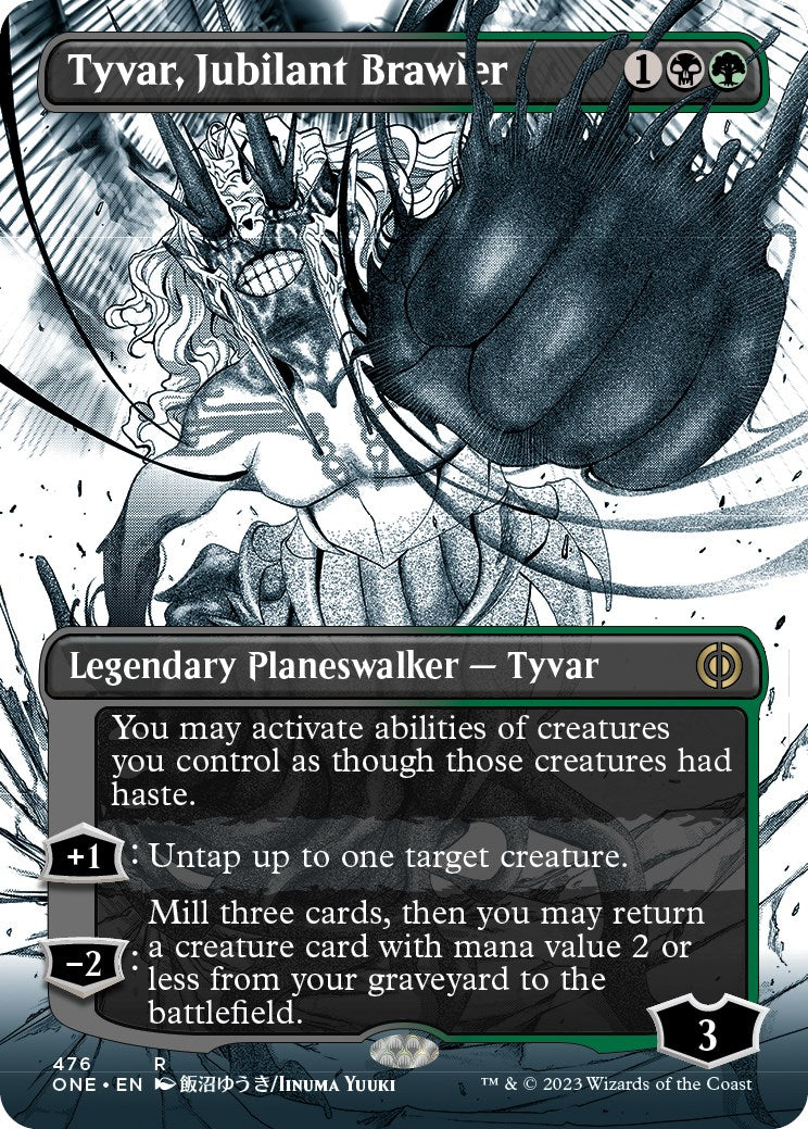 Tyvar, Jubilant Brawler (Borderless Manga Step-and-Compleat Foil) [Phyrexia: All Will Be One] | GrognardGamesBatavia