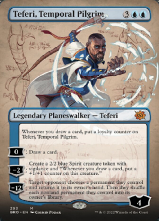 Teferi, Temporal Pilgrim (Borderless Alternate Art) [The Brothers' War] | GrognardGamesBatavia