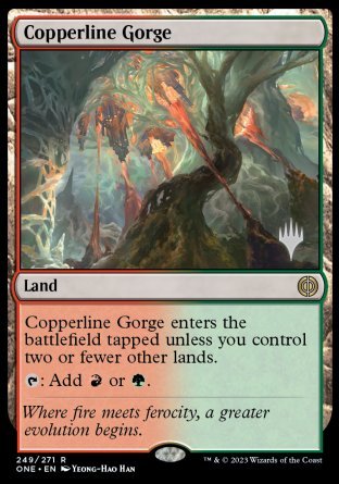Copperline Gorge (Promo Pack) [Phyrexia: All Will Be One Promos] | GrognardGamesBatavia