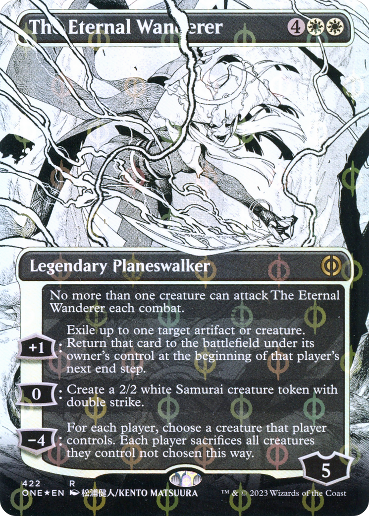 The Eternal Wanderer (Borderless Manga Step-and-Compleat Foil) [Phyrexia: All Will Be One] | GrognardGamesBatavia