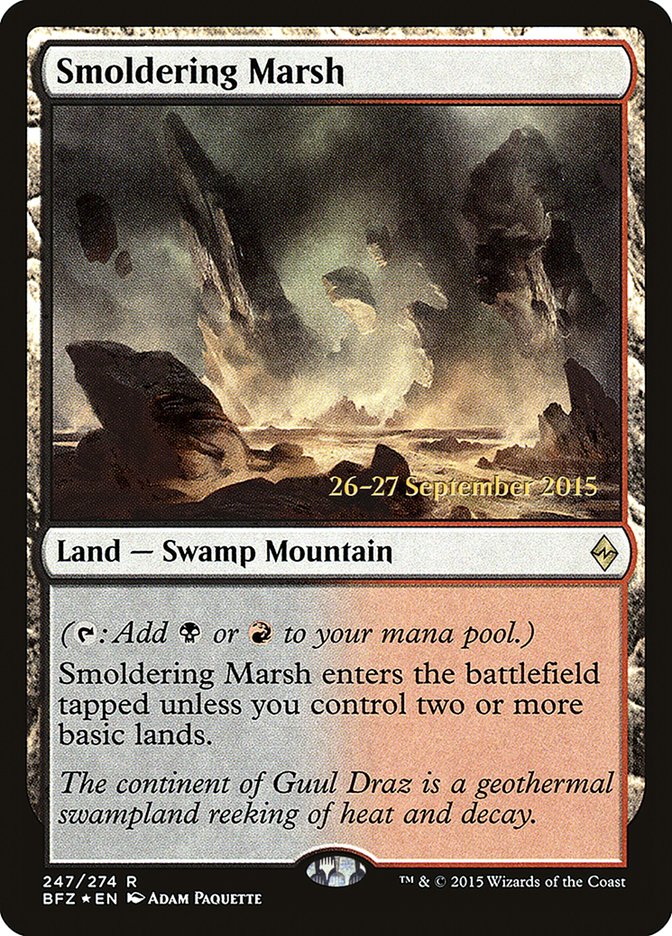 Smoldering Marsh [Battle for Zendikar Prerelease Promos] | GrognardGamesBatavia