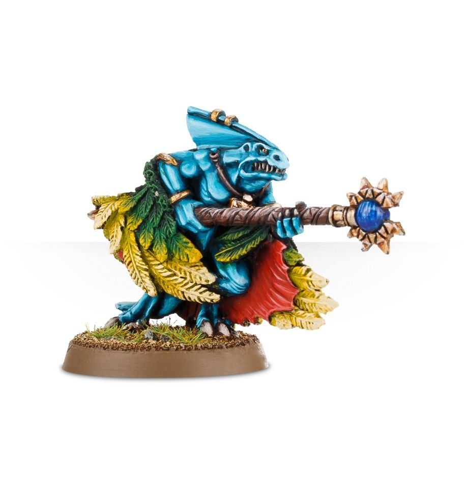 Seraphon Skink Priest with feathered cloak (web) | GrognardGamesBatavia