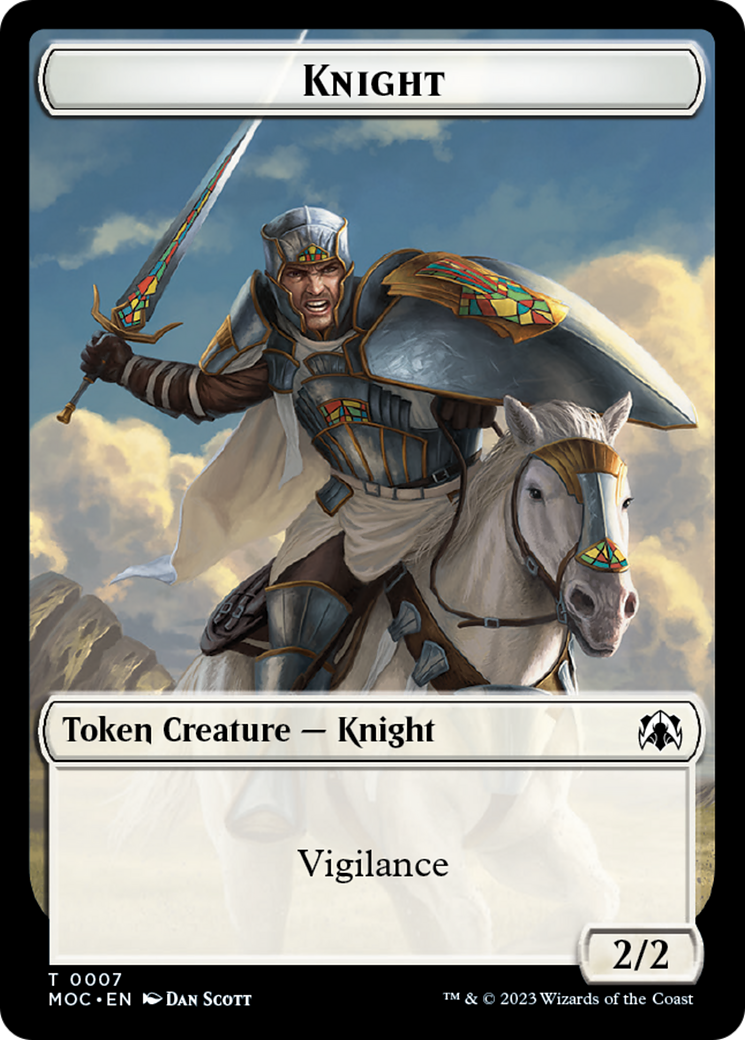 Knight (7) // Spirit (14) Double-Sided Token [March of the Machine Commander Tokens] | GrognardGamesBatavia