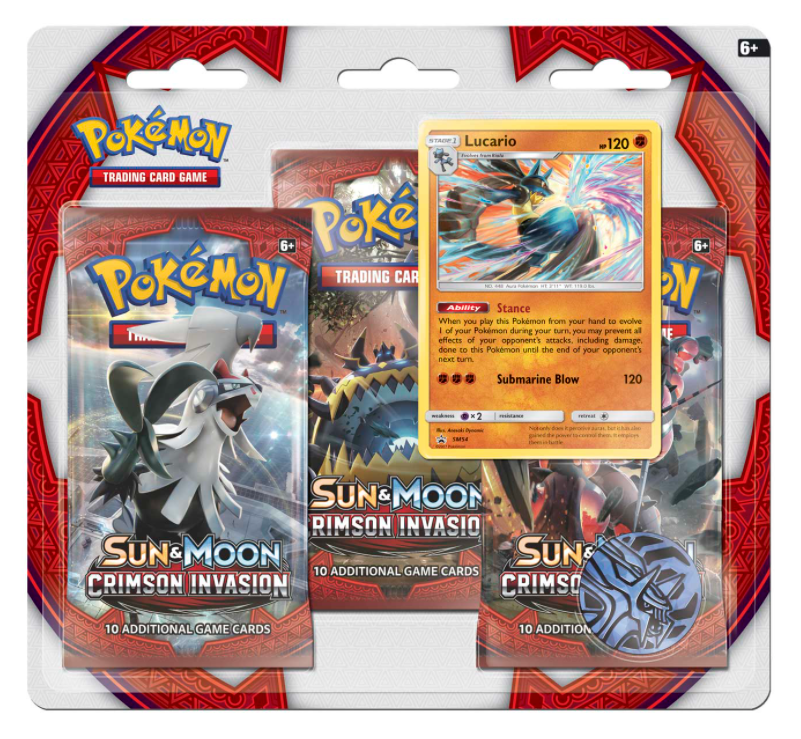 Sun & Moon: Crimson Invasion - 3-Pack Blister (Lucario) | GrognardGamesBatavia