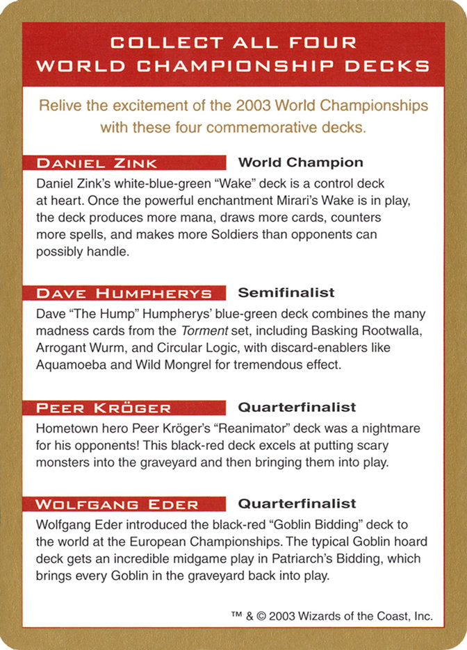 2003 World Championships Ad [World Championship Decks 2003] | GrognardGamesBatavia