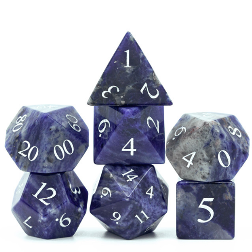 Blue-Vein Gemstone - Engraved Stone Dice | GrognardGamesBatavia