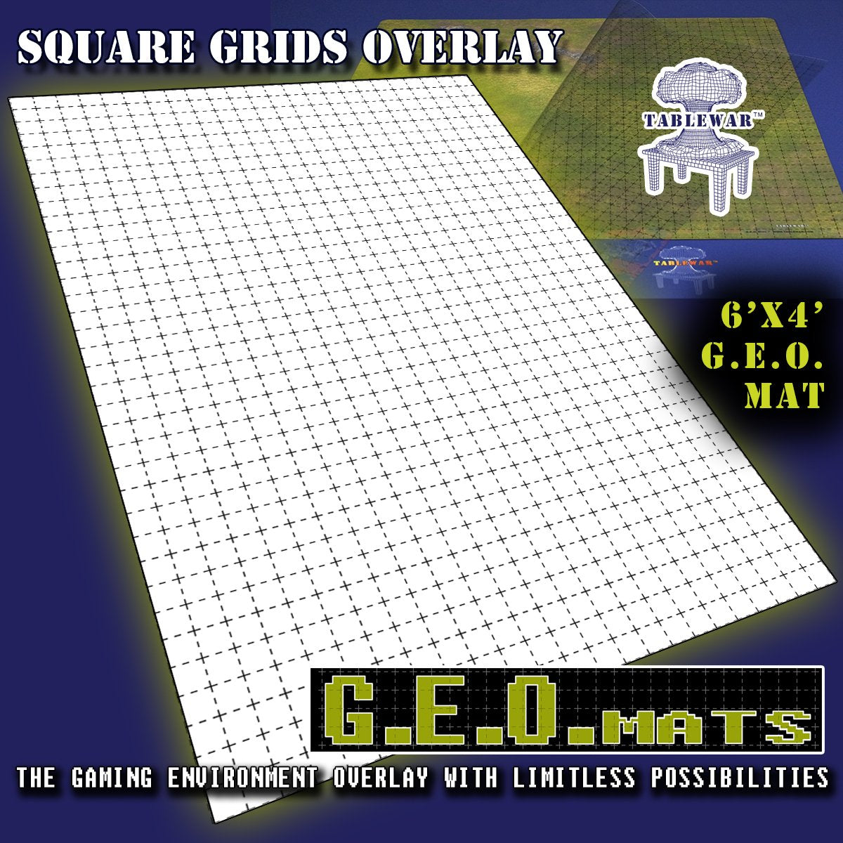 GEO Mats  1" Square grid in White 6' x 4' | GrognardGamesBatavia