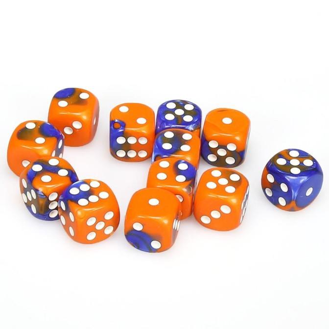 CHX26652 Gemini Blue-Orange/white 12 D6 Set | GrognardGamesBatavia