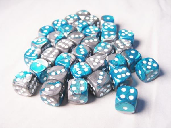 CHX26856 Gemini Steel-Teal/white 36 D6 set | GrognardGamesBatavia