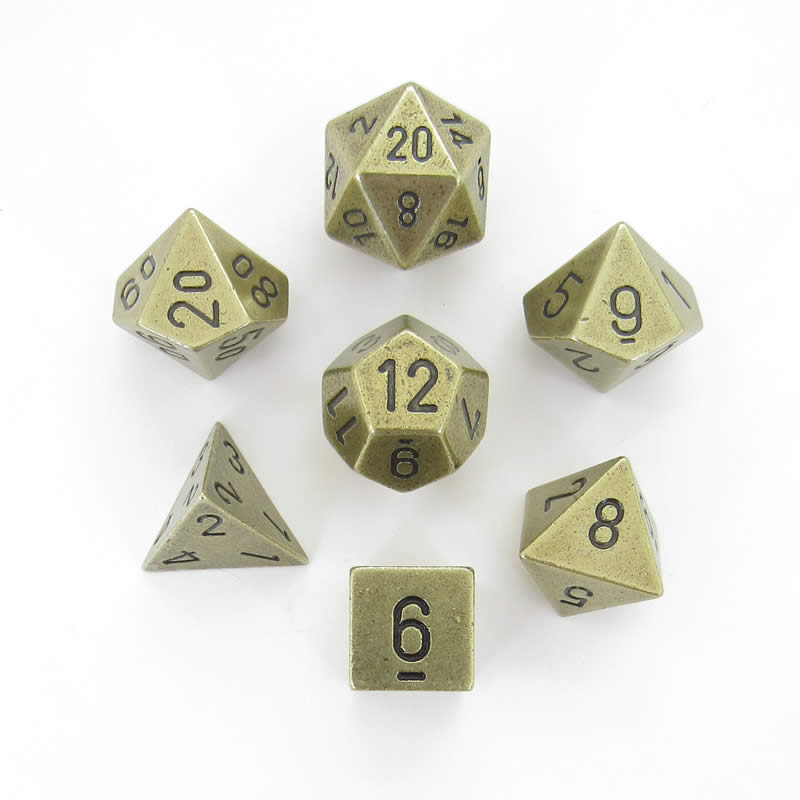 CHX27023 Metal Brass 7 Dice | GrognardGamesBatavia