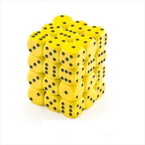 CHX25802 Opaque Yellow/Black 12mm d6 Dice Block | GrognardGamesBatavia