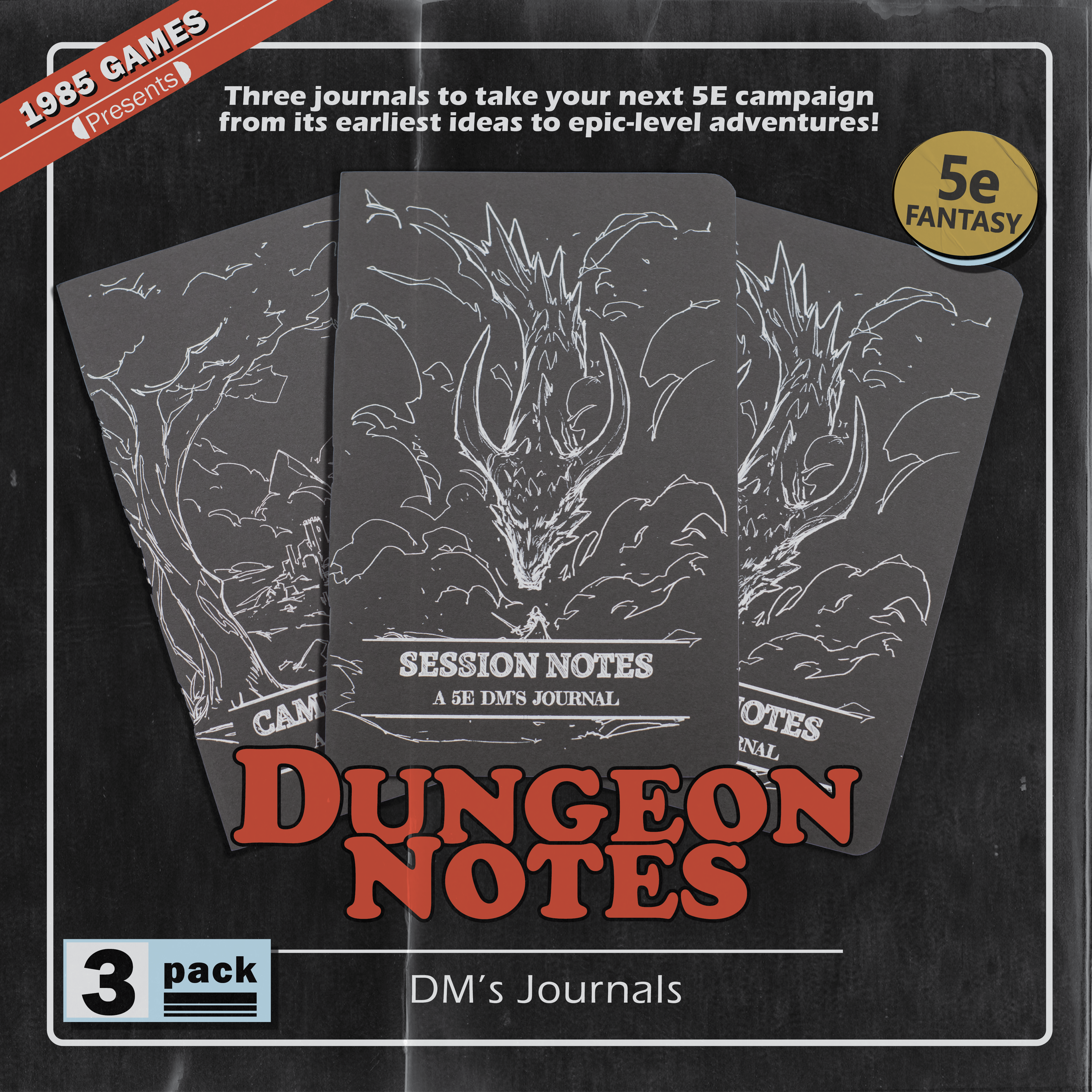 Dungeon Notes DM's Journal 3 pack - Black | GrognardGamesBatavia