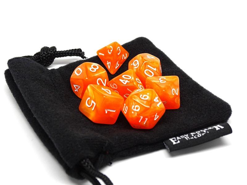 Easy Roller Dice: Orange Marble 7pc Dice Set | GrognardGamesBatavia