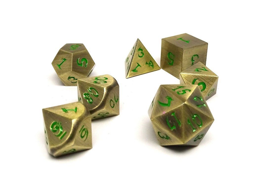 Metal Dice of Ancient Dragons- Ancient Bronze- White Font | GrognardGamesBatavia