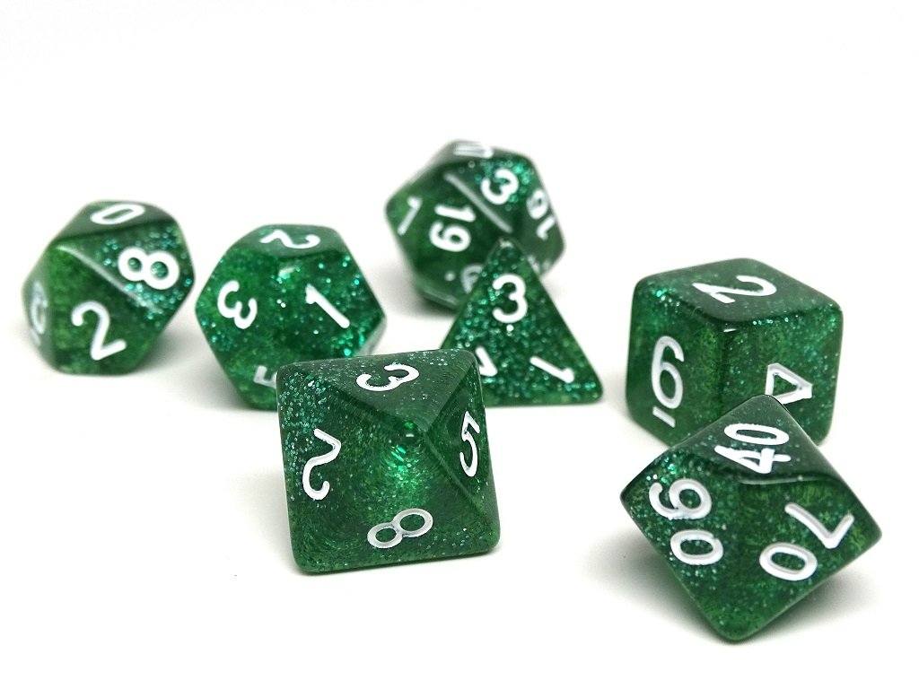 Easy Roller Dice: Emerald Sparkle 7pc Dice Set | GrognardGamesBatavia