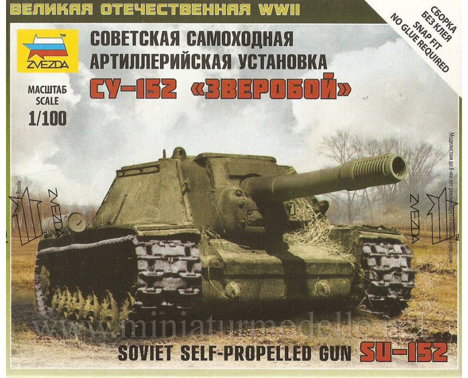 Zvezda 1/100 SU-152 Soviet Self-Propelled Gun | GrognardGamesBatavia