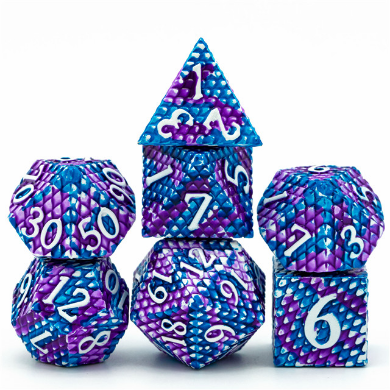 Ice Dragon Scale RPG Metal Dice Set | GrognardGamesBatavia