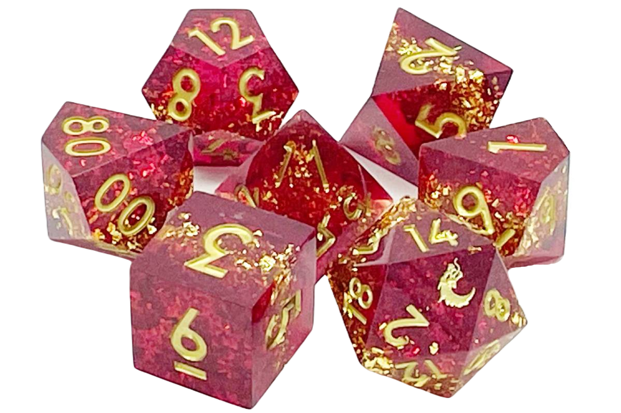 Old School 7 Piece DnD RPG Dice Set: Sharp Edged - Love & Passion | GrognardGamesBatavia