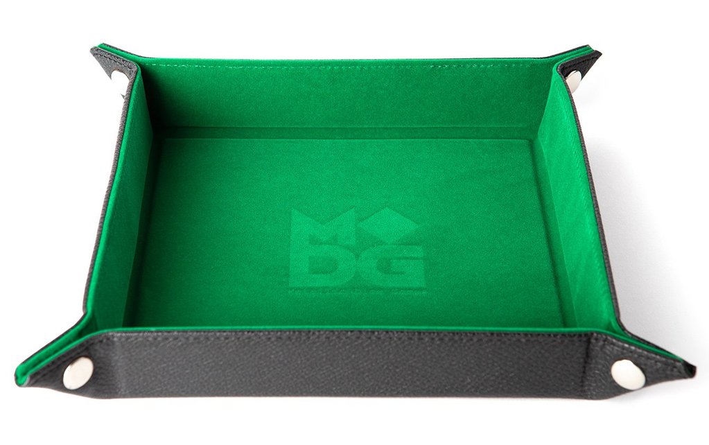 Velvet Folding Tray with Leather Back 10x10 Green | GrognardGamesBatavia