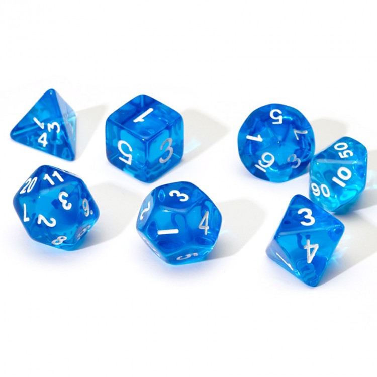 Sirius Blue Translucent 7 Dice-set | GrognardGamesBatavia