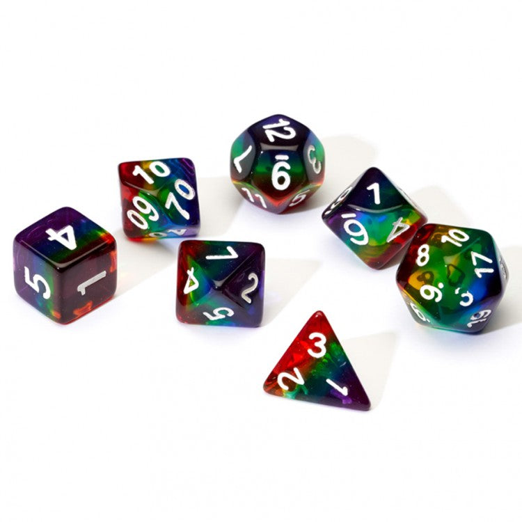 Sirius Rainbow Translucent 7 Dice-set | GrognardGamesBatavia