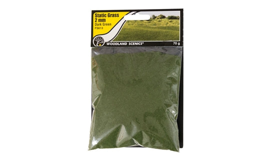 Woodland Scenics Static Grass 2mm Dark Green | GrognardGamesBatavia