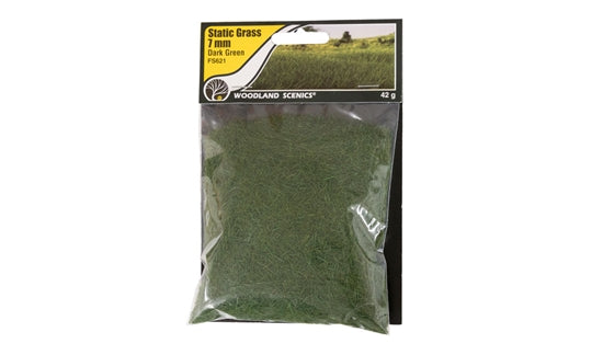 Woodland Scenics Static Grass 7mm Dark Green | GrognardGamesBatavia