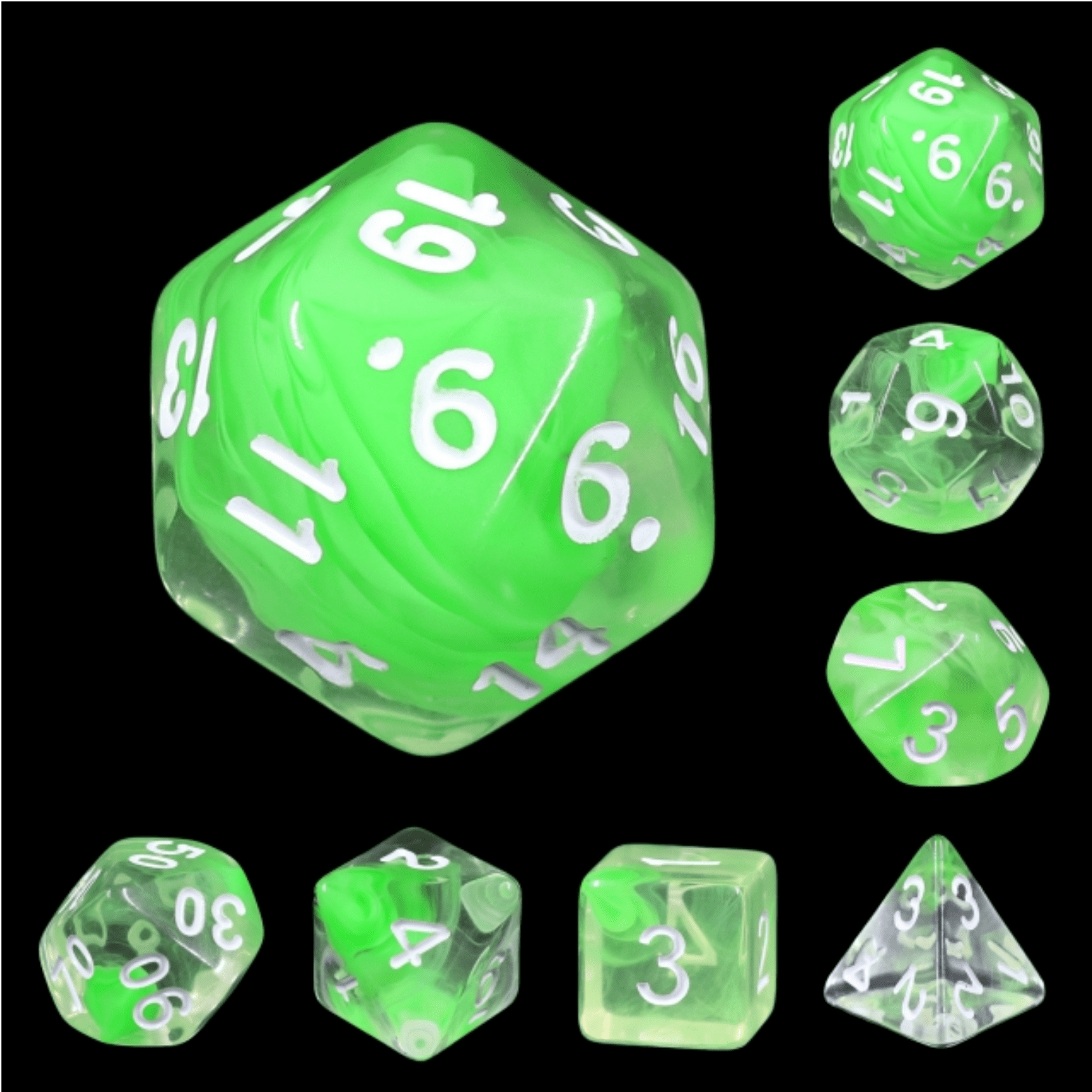 Foam Brain Games - Summer Lime RPG Dice Set | GrognardGamesBatavia