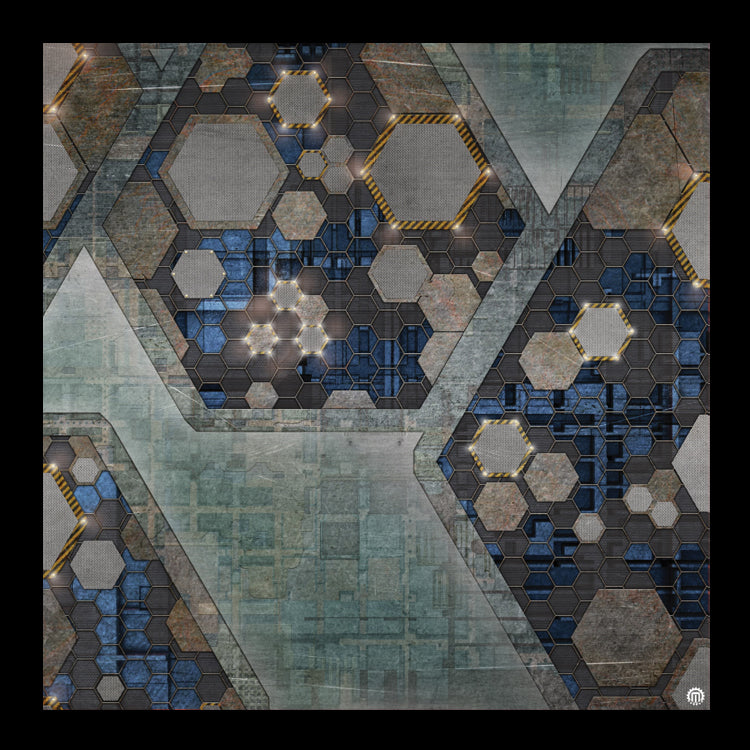 Mats by Mars: Quinfinity Sapphire Tabletop Wargaming Play Mat 36"x36" (Crisis Protocol Overlay) | GrognardGamesBatavia
