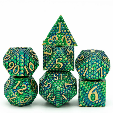 Venom Dragon Scale RPG Metal Dice Set | GrognardGamesBatavia