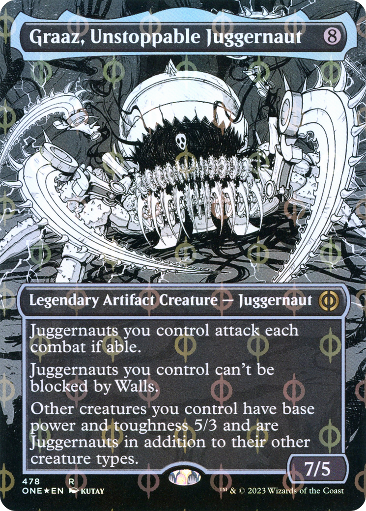 Graaz, Unstoppable Juggernaut (Borderless Manga Step-and-Compleat Foil) [Phyrexia: All Will Be One] | GrognardGamesBatavia