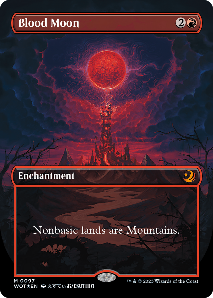 Blood Moon (Anime Borderless) (Confetti Foil) [Wilds of Eldraine: Enchanting Tales] | GrognardGamesBatavia