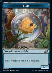 Fish // Rhino Warrior Double-Sided Token [Streets of New Capenna Tokens] | GrognardGamesBatavia