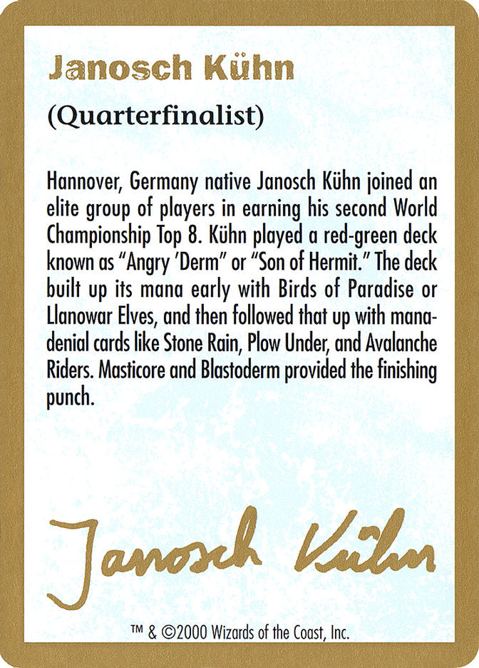 Janosch Kuhn Bio (2000) [World Championship Decks 2000] | GrognardGamesBatavia