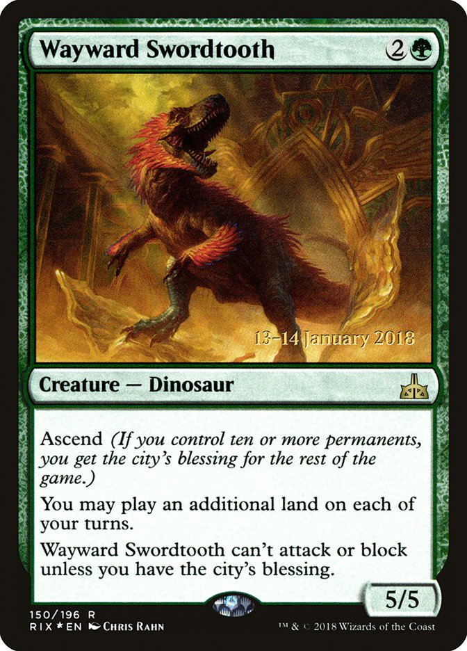 Wayward Swordtooth [Rivals of Ixalan Prerelease Promos] | GrognardGamesBatavia